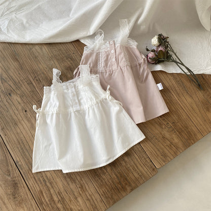 Summer Arrival Baby Girls Sleeveless Lace Strap Dress