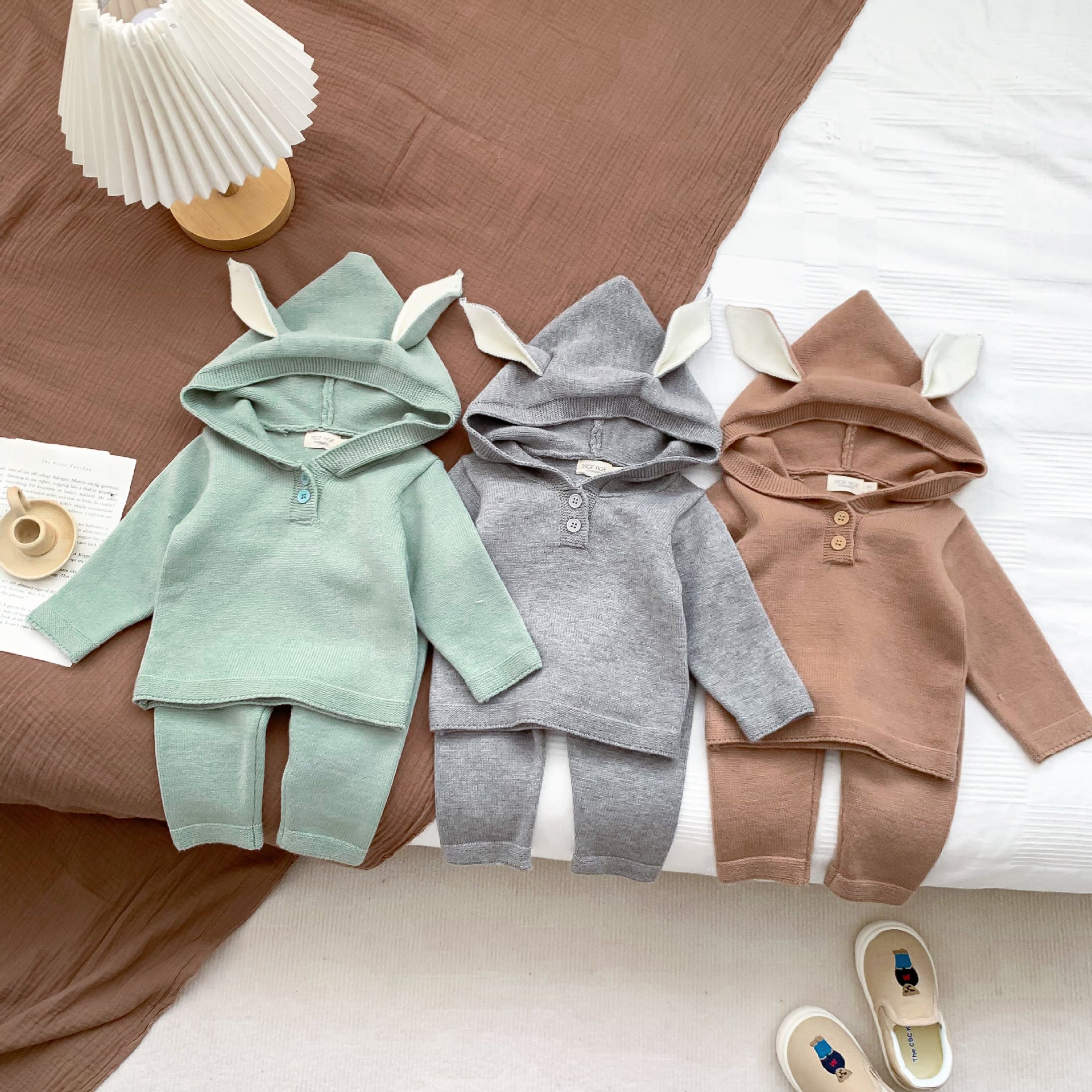 Spring and Autumn Baby Kids Unisex Solid Color Long Sleeves Hooded Top and Plain Pants Clothing Set, MyKids-USA®, Baby & Toddler Outfits, MyKids-USA -  -  -  -  -  -  - 