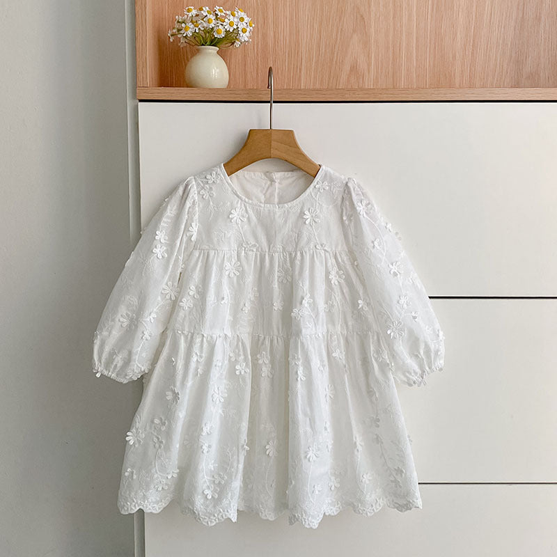 Arrival Spring and Autumn Flowers Pattern Baby Kids Girls Solid Color Onesies and Dress – Princess Sister Matching Set