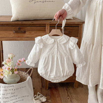 Spring Arrival Baby Girls Cute Floral Embroidered Pattern Long Sleeves, MyKids-USA®, Baby One-Pieces, MyKids-USA - Size/Age - 66 (3-6M) - Color - Beige -  -  - TR2502252317-A