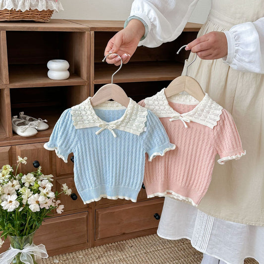Arrival Summer Baby Kids Girls Hollow-Out Pattern Color Patchwork Top, MyKids-USA®, Baby & Children's Tops, MyKids-USA -  -  -  -  -  -  - .