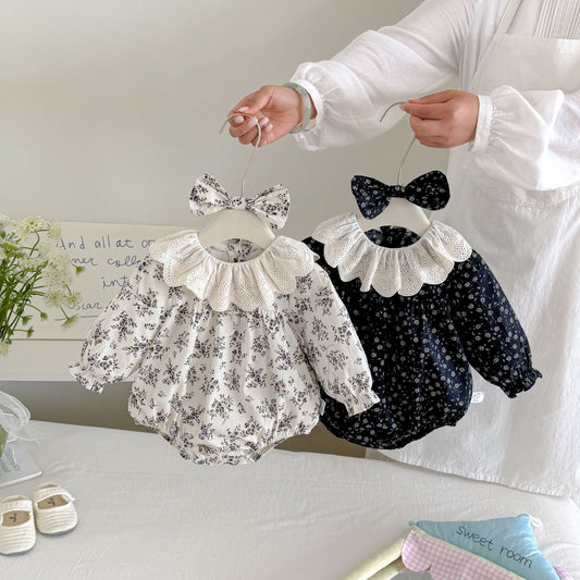 MyKids-USA® Baby Girls Long Sleeves Cute Color Patchwork Floral Bodysuit