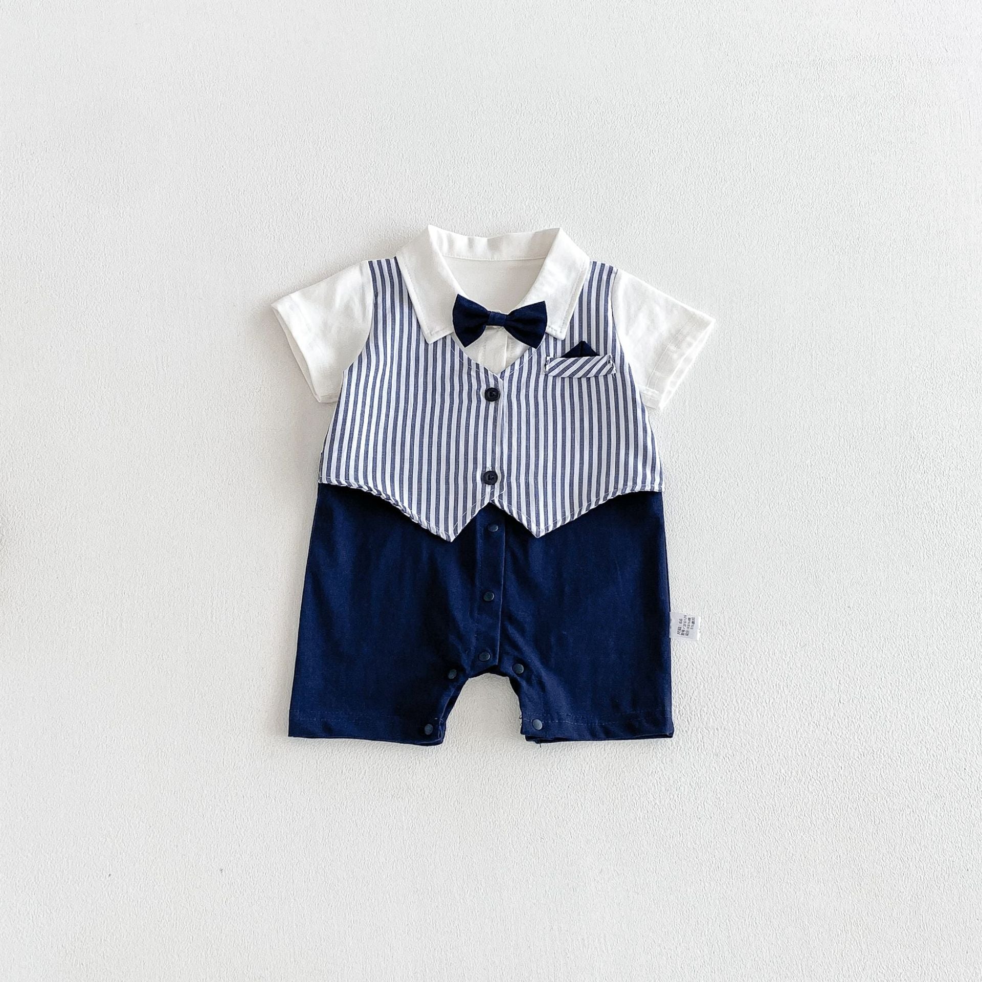 Summer Arrival Baby Boys Short Sleeves Color Patchwork Striped Rompers Bodysuits, MyKids-USA®, Baby & Children's One-Pieces, MyKids-USA - Size/Age - 66 (3-6M) - Color - Blue -  -  - TR2605242348-A.