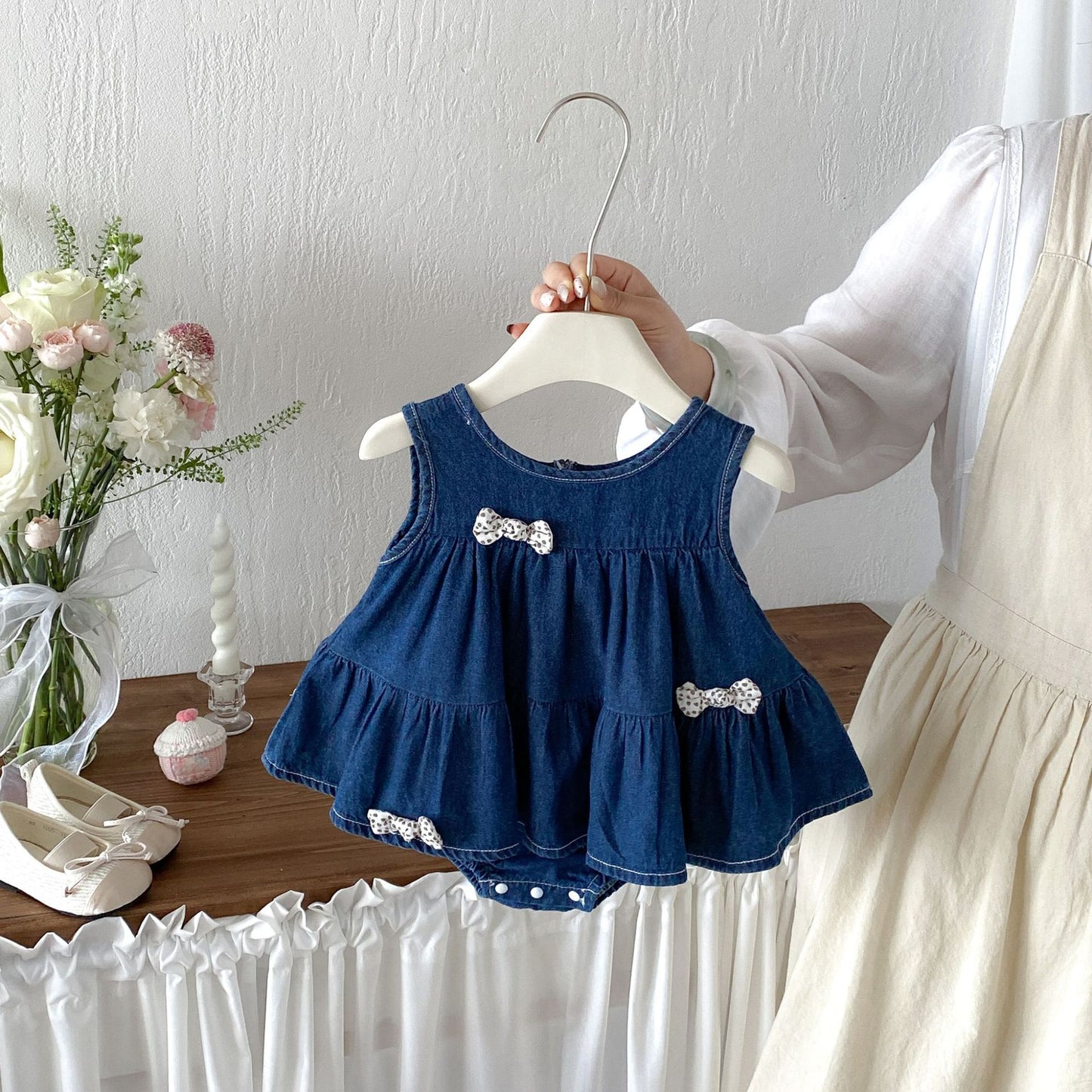 Design Summer Baby Kids Girls Sleeveless Butterfly-bows Pattern Denim Bodysuit, MyKids-USA®, Baby & Children's One-Pieces, MyKids-USA -  -  -  -  -  -  - .