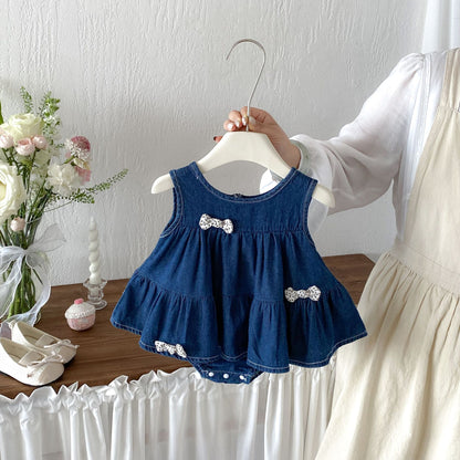 Design Summer Baby Kids Girls Sleeveless Butterfly-bows Pattern Denim Bodysuit, MyKids-USA®, Baby & Children's One-Pieces, MyKids-USA -  -  -  -  -  -  - .