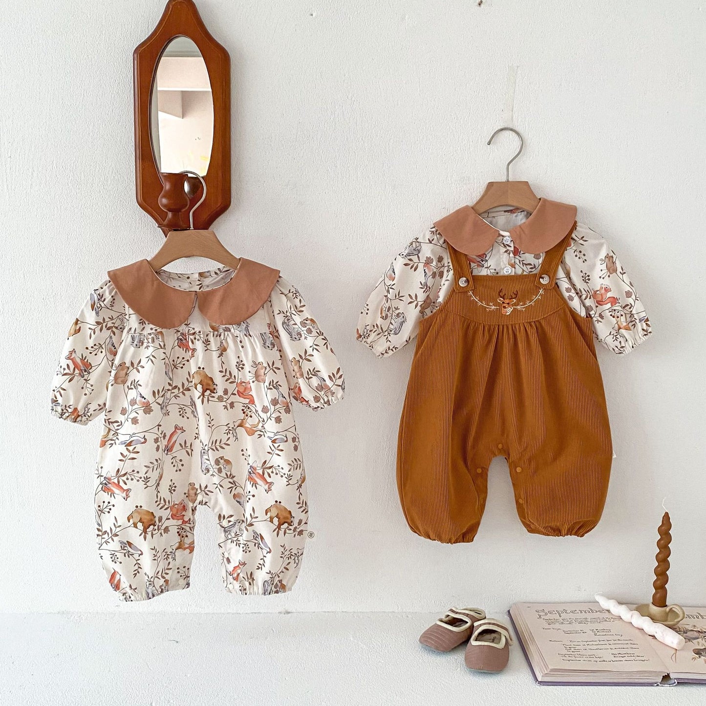 Spring and Autumn Baby Kids Unisex Flowers and Animals Pattern Long Sleeves Shirt and Sleeveless Overalls Clothing Set, MyKids-USA®, Baby & Toddler Outfits, MyKids-USA -  -  -  -  -  -  - 