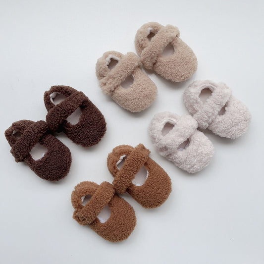 Infant Baby Solid Color Plush Warm Shoes In Winter