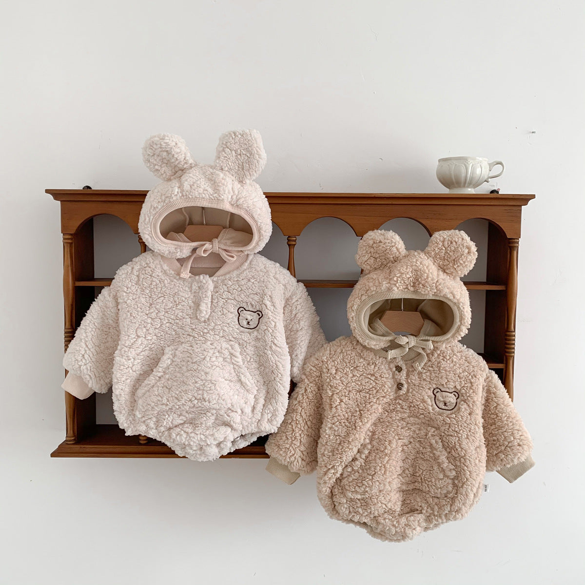 Winter and Autumn Arrival Baby Unisex Long Sleeves Cartoon Pattern Fluffy Onesies with Hat, MyKids-USA®, Bodysuits, MyKids-USA -  -  -  -  -  -  - 