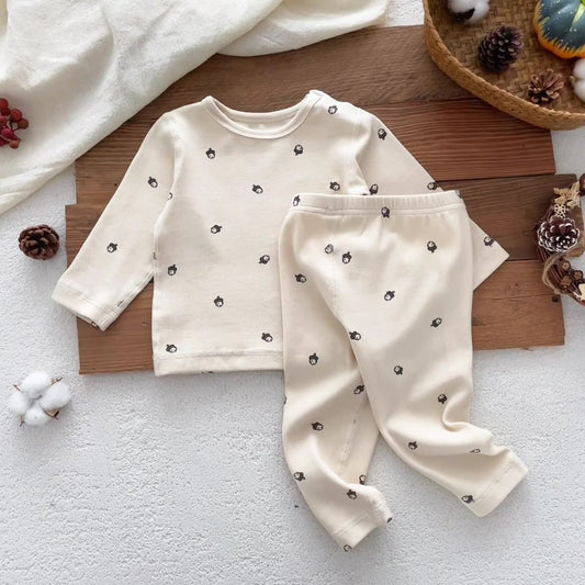 Autumn and Spring Baby Kids Long Sleeves Casual Nuts Pattern Top and Pants Clothing Set, MyKids-USA®, Baby & Toddler Outfits, MyKids-USA - Size/Age - 73 (6-9M) - Color - Beige -  -  - TR2512071739-A.