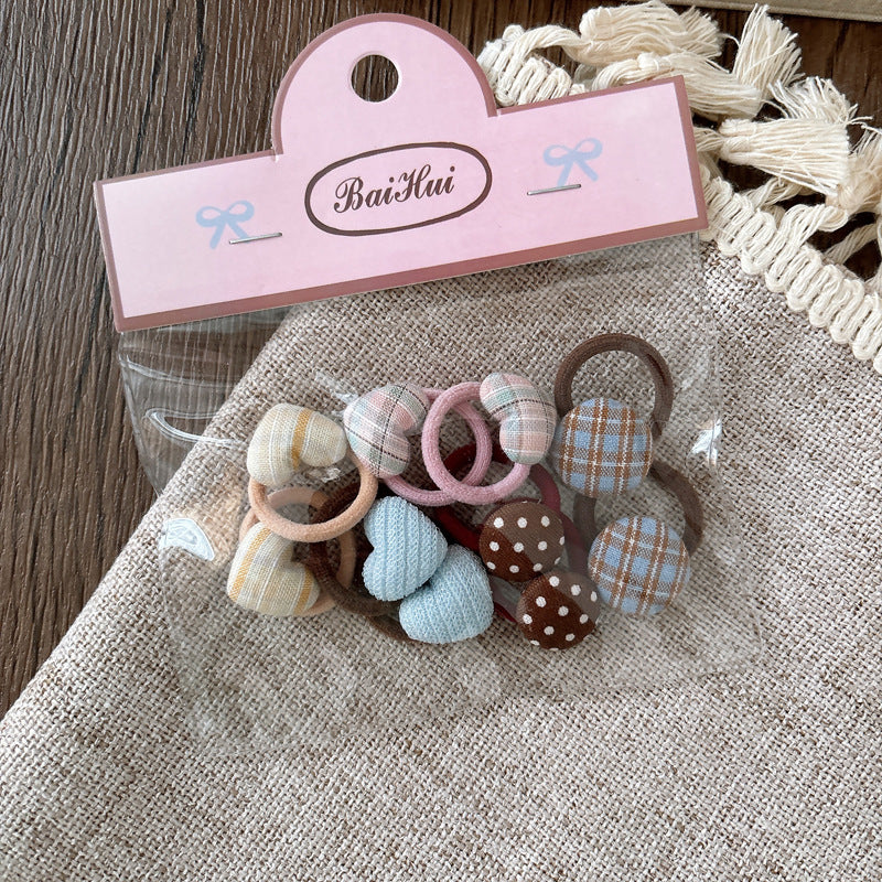 Collection of 10 Versatile Geometric Shape Decorated Hair Ties, MyKids-USA®, Ponytail Holders, MyKids-USA - Size/Age - Average Size (0-12Y） - Color - Brown -  -  - TR2603171004-B.