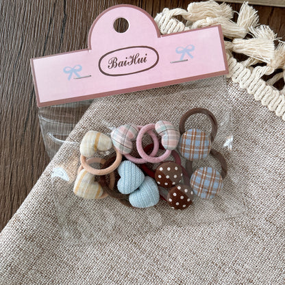 Collection of 10 Versatile Geometric Shape Decorated Hair Ties, MyKids-USA®, Ponytail Holders, MyKids-USA - Size/Age - Average Size (0-12Y） - Color - Brown -  -  - TR2603171004-B.