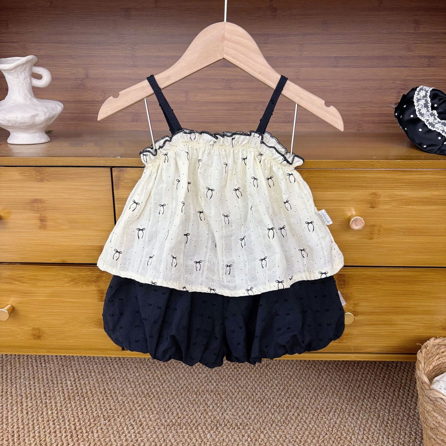 Summer Hot Selling Baby Girls Sleeveless Butterfly-bows Pattern Top Vest and Black Shorts Clothing Set, MyKids-USA®, Baby & Toddler Outfits, MyKids-USA -  -  -  -  -  -  - 