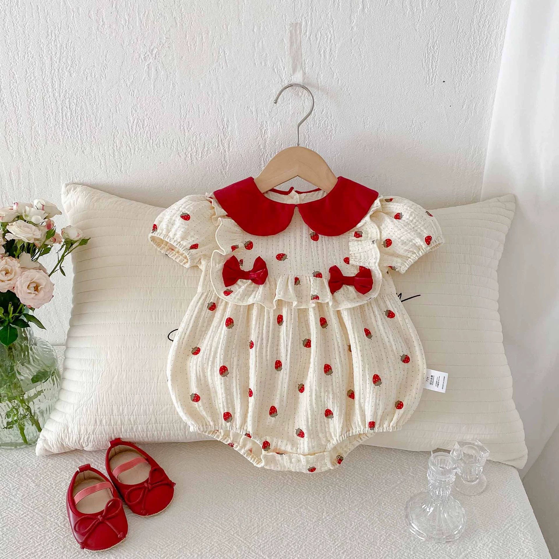 Summer Arrival Baby Girls Cute Short Sleeves Fruits Pattern Onesies, MyKids-USA®, Baby One-Pieces, MyKids-USA - Size/Age - 66 (3-6M) - Color - Red -  -  - TR2505312041-A