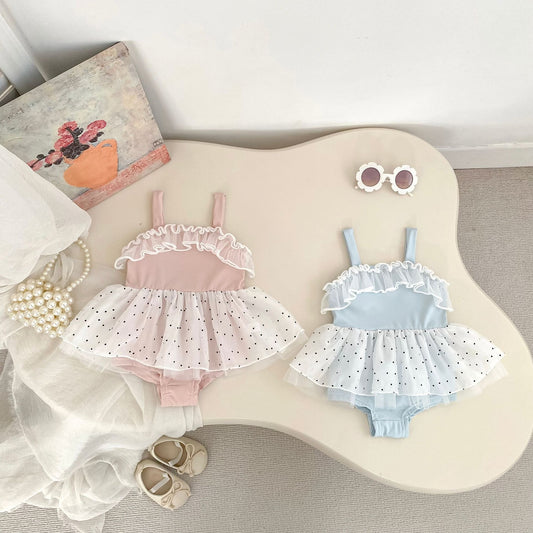 Summer Arrival Baby Girls Dots Pattern Lace Trim Swimwear, MyKids-USA®, Baby & Children's One-Pieces, MyKids-USA -  -  -  -  -  -  - .