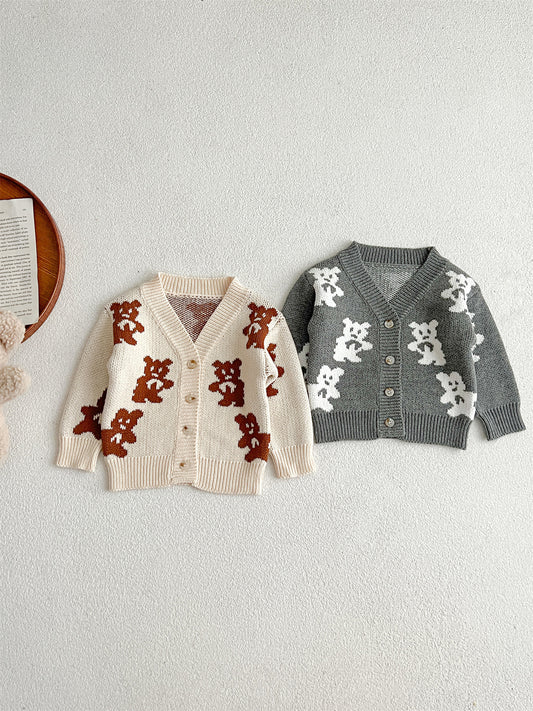 Baby Unisex V-Collars Little Bear Long-Sleeved Cardigan, MyKids-USA®, Baby & Toddler Outerwear, MyKids-USA -  -  -  -  -  -  - 