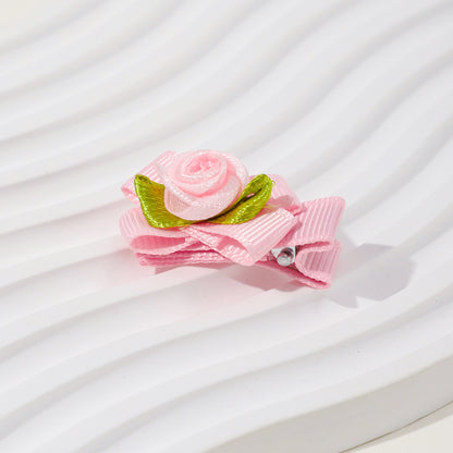 Girls’ Baby Woven Ribbon Bow Mesh Flower Hair Clip for Gentle Hair Clipping, MyKids-USA®, Hair Pins, Claws & Clips, MyKids-USA - Size/Age - Average Size (0-8Y） - Color - Green -  -  - TR2411241533-B.