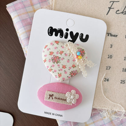 Collection of Flowers Hair Clips or Hair Ties, MyKids-USA®, Hair Pins, Claws & Clips, MyKids-USA - Size/Age - Average Size (0-12Y） - Color - Ivory -  -  - TR2605022129-C.