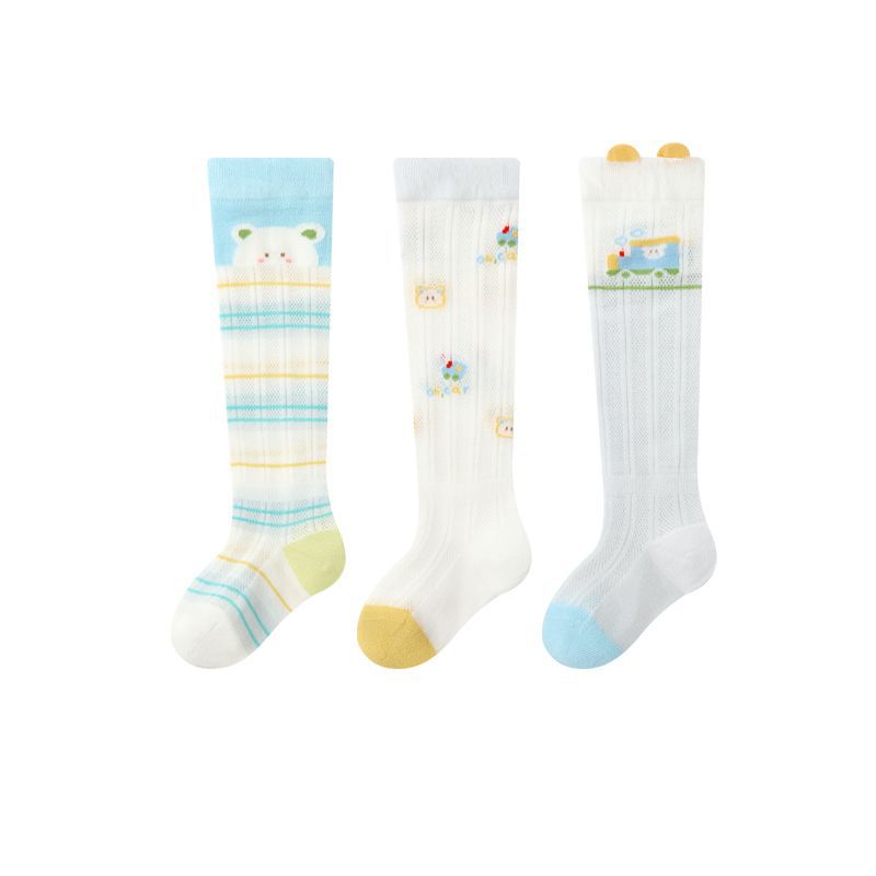 Autumn and Spring Baby Unisex Breathable Cute Cartoon Pattern Stockings 3-Pair Set, MyKids-USA®, Baby & Toddler Socks & Tights, MyKids-USA - Size/Age - XS (0-6M) - Color - Grey -  -  - TR2602031139-E.