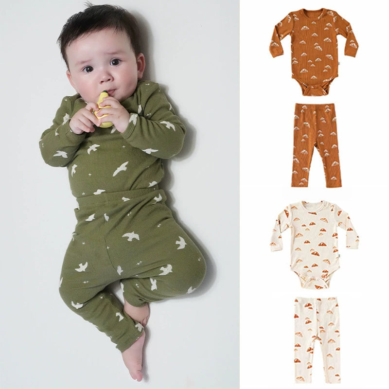 Autumn Arrival Baby Unisex Long Sleeves Geometric Pattern Crew Neck Onesies and Pants Clothing Sets, MyKids-USA®, Baby & Toddler Outfits, MyKids-USA -  -  -  -  -  -  - 
