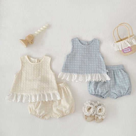 Arrival Summer Baby Kids Girls Sleeveless Plaid Pattern Top Vest and Shorts Clothing Set, MyKids-USA®, Baby & Children's Outfits, MyKids-USA -  -  -  -  -  -  - .