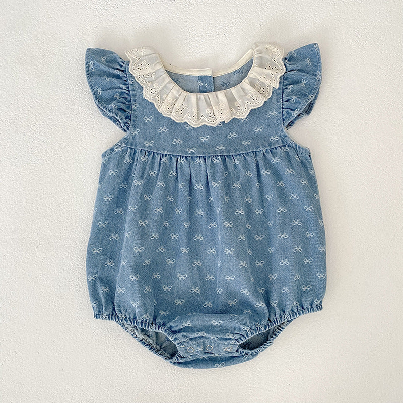 Summer Girls Cute Denim Butterfly-bows Pattern Onesies and Dress – Princess Sister Matching Set, MyKids-USA®, Baby & Toddler Outfits, MyKids-USA - Size/Age - 66 (3-6M) - Color - Beige -  -  - TR2603302323-A.