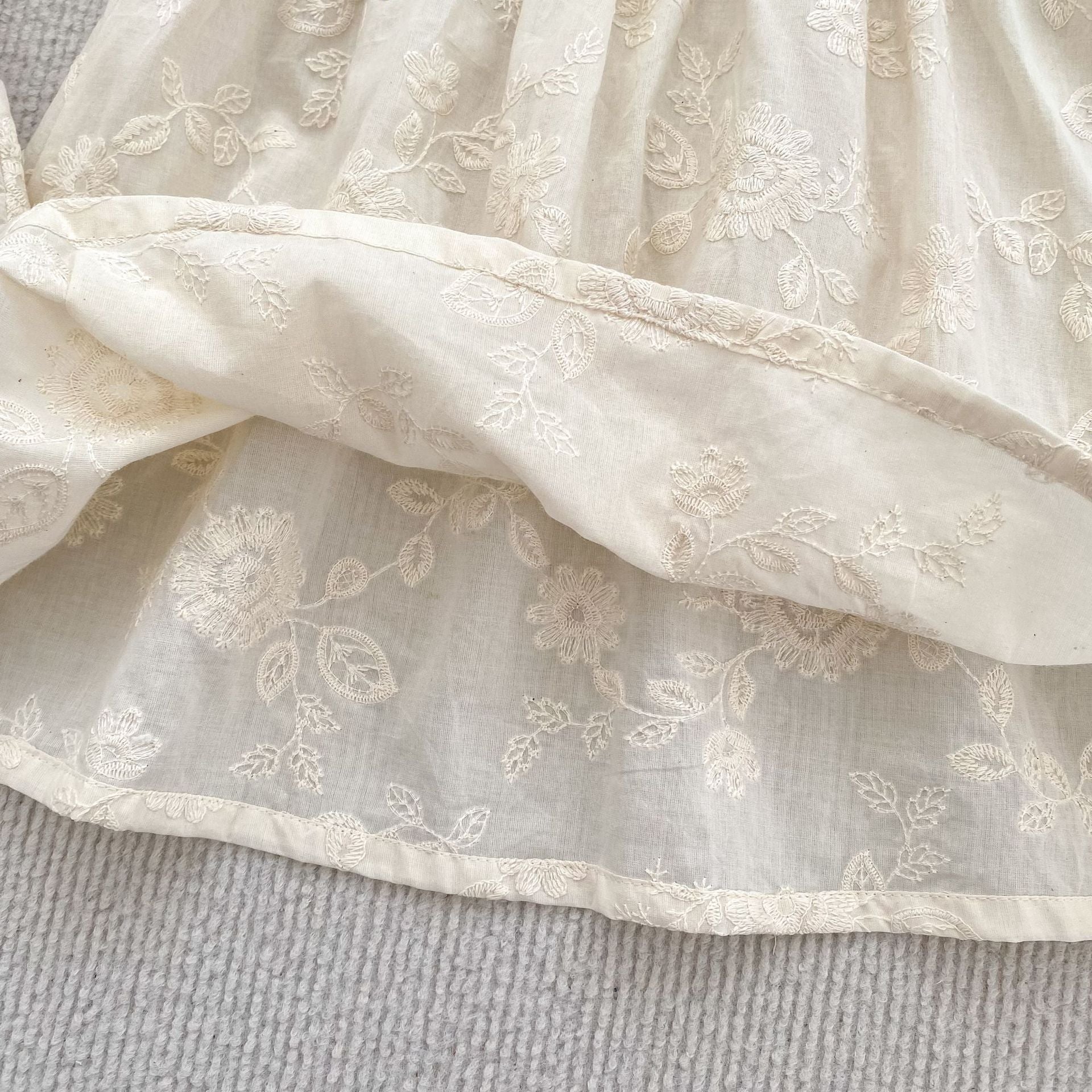 Summer Girls Solid Color Flowers Embroidery Short Sleeves Onesies and Girls’ Dress – Princess Sister Matching Set, MyKids-USA®, Baby & Toddler Dresses, MyKids-USA -  -  -  -  -  -  - 