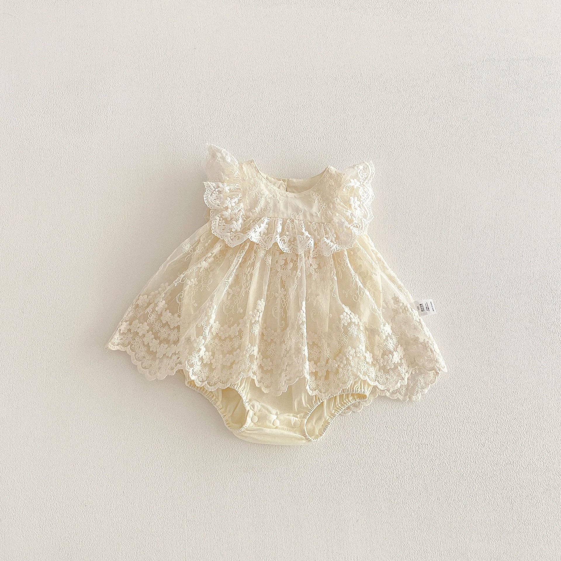Arrival Summer Baby Kids Girls Fly Sleeves Floral Pattern Tulle Decorated Bodysuit, MyKids-USA®, Bodysuits, MyKids-USA - Size/Age - 66 (3-6M) - Color - Apricot -  -  - TR2605132343-A.