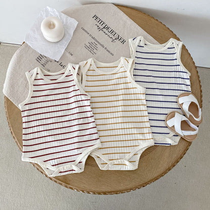 Hot Selling Summer Baby Kids Unisex Striped Pattern Sleeveless Onesies, MyKids-USA®, Baby One-Pieces, MyKids-USA -  -  -  -  -  -  - 