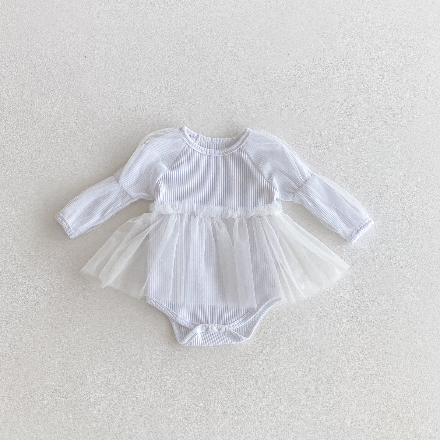 Autumn Arrival Baby Girls Long Sleeves Tulle Patchwork Solid Color Onesies, MyKids-USA®, Baby One-Pieces, MyKids-USA -  -  -  -  -  -  - 