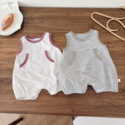 Summer Arrival Baby Unisex Casual Striped Pattern Sleeveless Onesies, MyKids-USA®, Baby One-Pieces, MyKids-USA -  -  -  -  -  -  - 