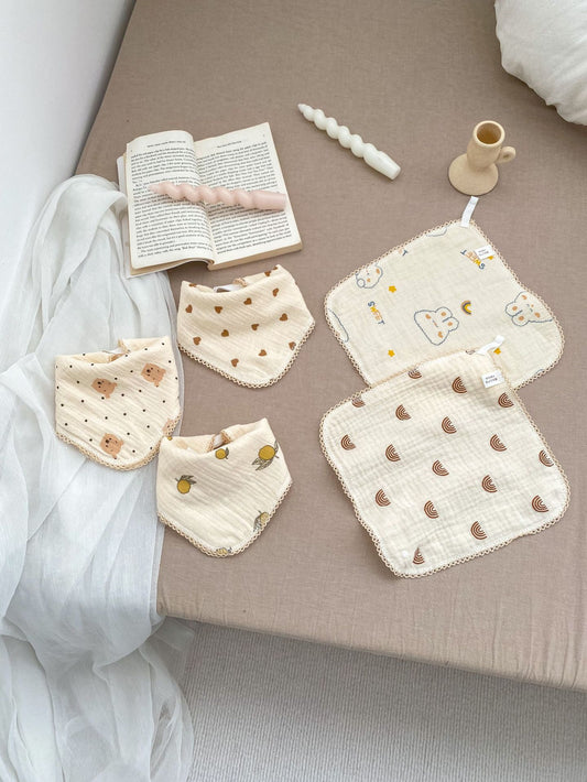 Adorable Cartoon Cotton Muslin Cloth Snap-On Triangle Bib, MyKids-USA®, Bibs, MyKids-USA -  -  -  -  -  -  - 