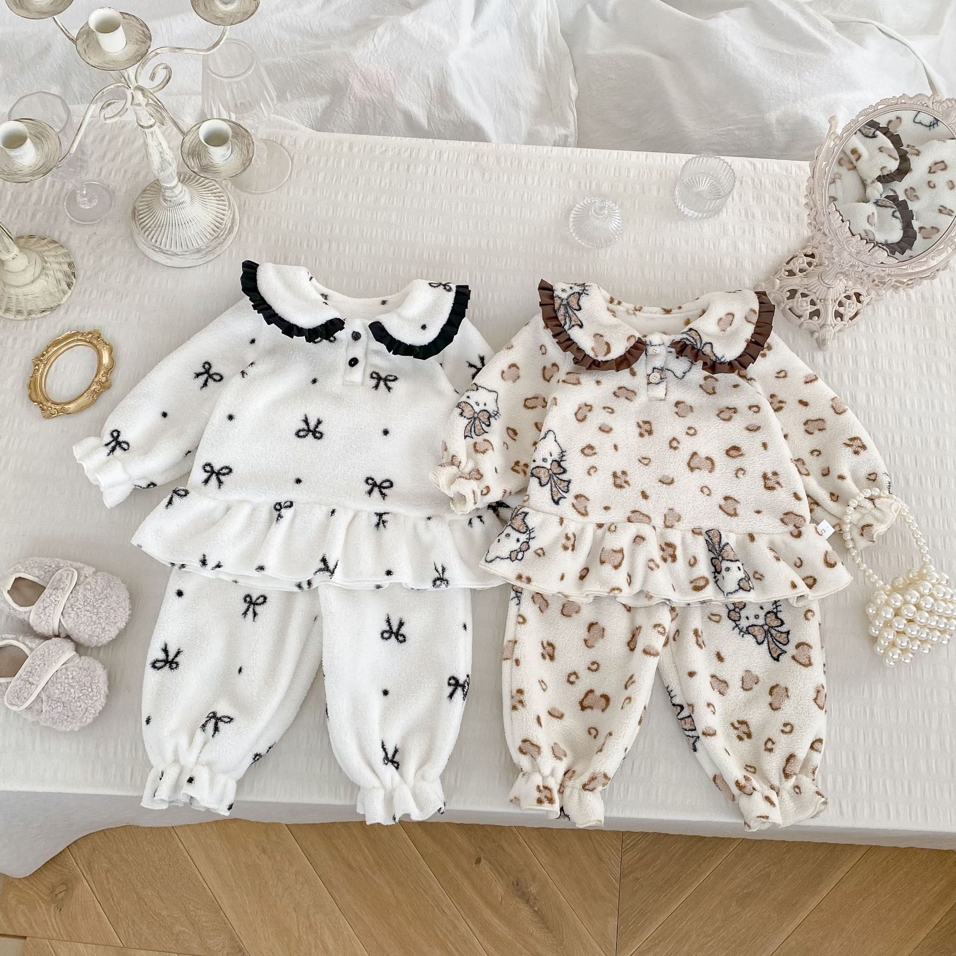 Winter Baby Kids Girls Long Sleeves Cute Pattern Top and Pants Fluffy Warm Pajamas Clothing Set, MyKids-USA®, Baby & Toddler Sleepwear, MyKids-USA -  -  -  -  -  -  - 