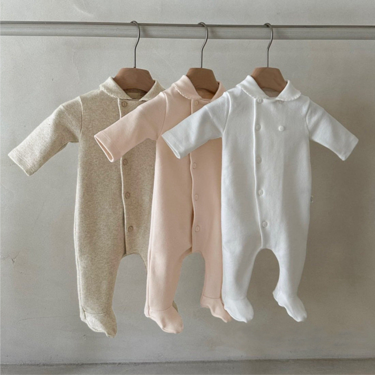 MyKids-USA® Autumn Hot Selling Baby Unisex Single Breasted Long Sleeves Plain Romper
