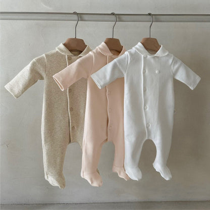 MyKids-USA® Autumn Hot Selling Baby Unisex Single Breasted Long Sleeves Plain Romper