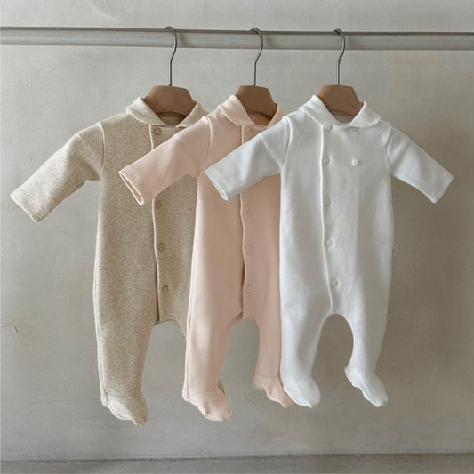 MyKids-USA® Baby Unisex Single Breasted Long Sleeves Plain Romper