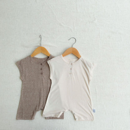 Hot Selling Summer Baby Kids Sleeveless Solid Color Rompers