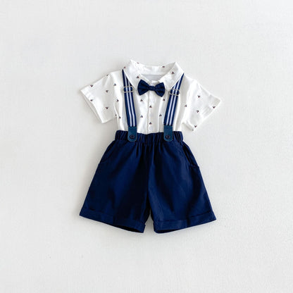 Arrival Summer Baby Kids Boys Short Sleeves Shirt and Strap Overalls Clothing Set, MyKids-USA®, Baby & Children's Outfits, MyKids-USA - Size/Age - 80 (9-12M) - Color - White -  -  - TR2605242350-B.