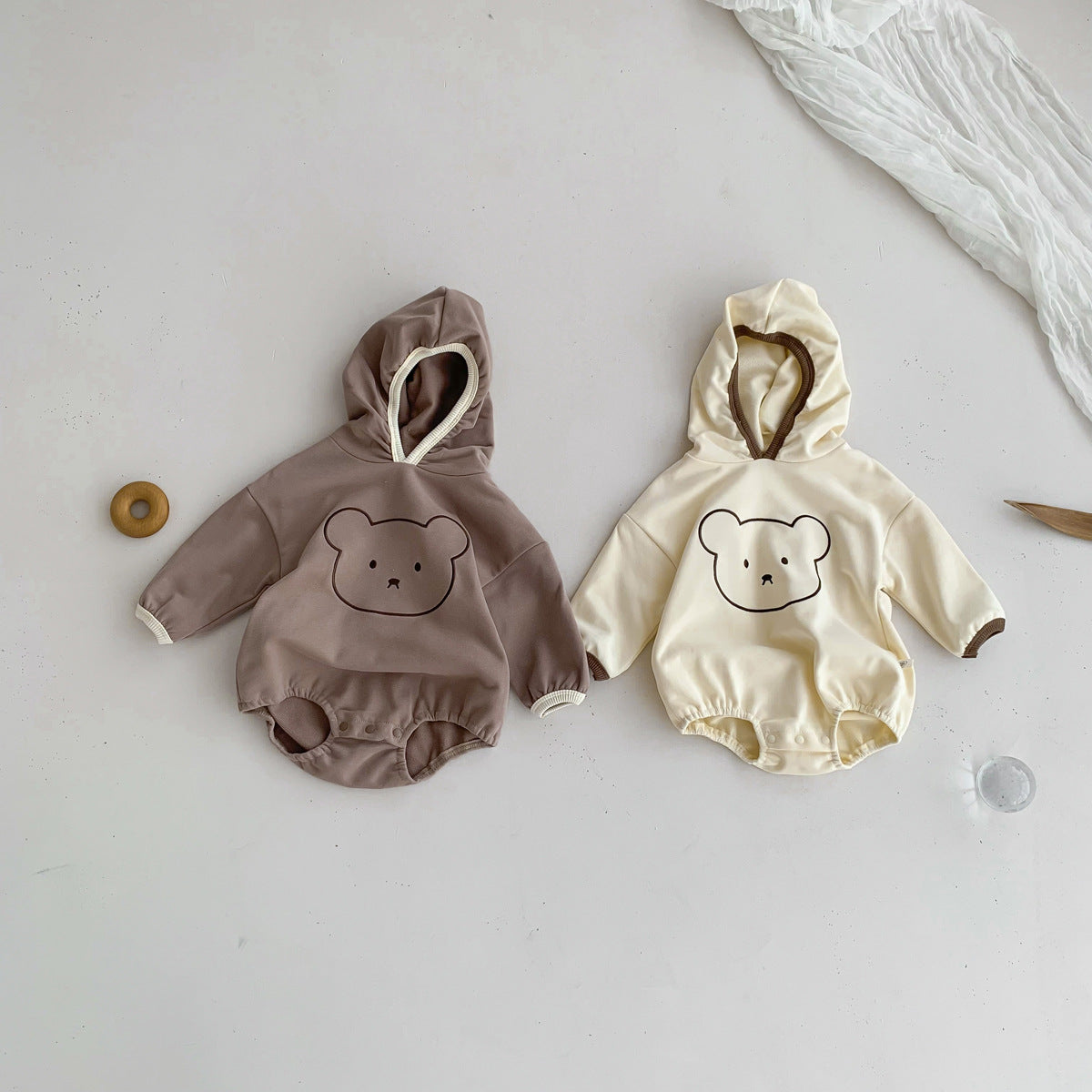 Autumn Arrival Baby Unisex Long Sleeves Teddy Bear Pattern Onesies with Hood, MyKids-USA®, Baby One-Pieces, MyKids-USA -  -  -  -  -  -  - 
