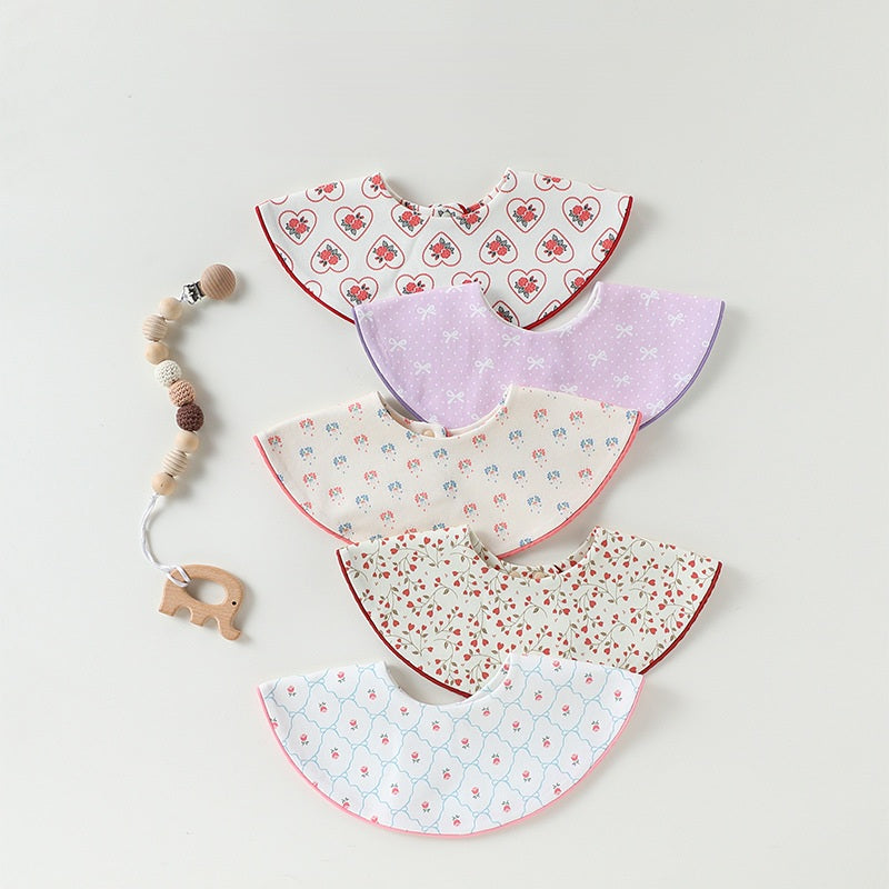 Adorable Simple Pattern Cotton Snap-on Round Shaped Bib, MyKids-USA®, Bibs, MyKids-USA -  -  -  -  -  -  - .