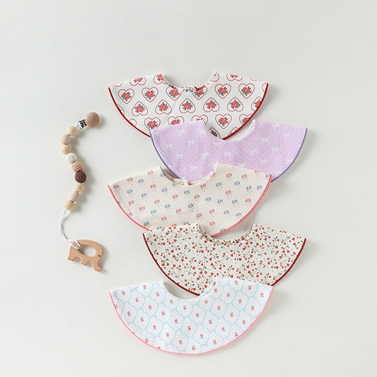 Adorable Simple Pattern Cotton Snap-on Round Shaped Bib, MyKids-USA®, Bibs, MyKids-USA -  -  -  -  -  -  - .