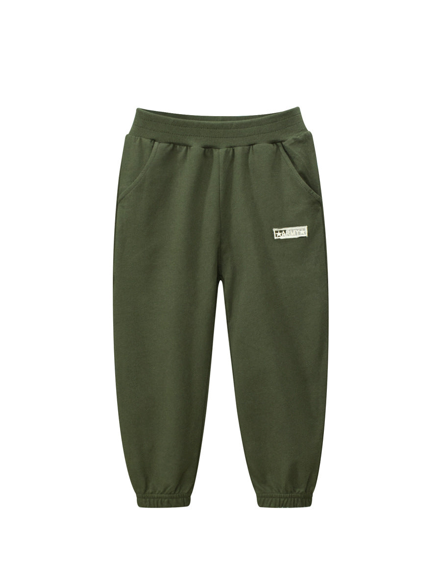 Baby Boys Solid Color Thin Sports Trousers With Logo And Pockets, MyKids-USA®, Baby & Toddler Bottoms, MyKids-USA - Size/Age - 90 (12-24M) - Color - Green -  -  - TR2311101509-B