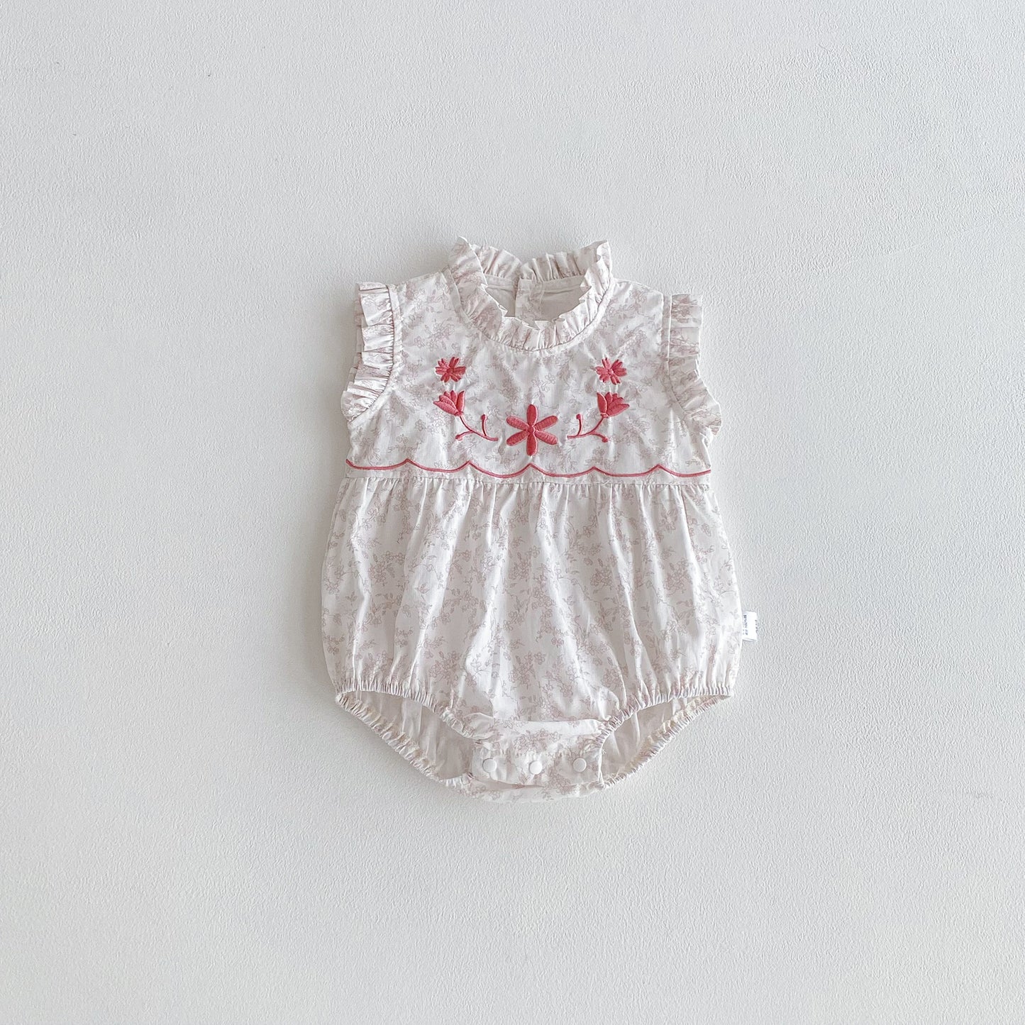 Summer Girls Flowers Printed and Embroidered Pattern Sleeveless Onesies and Dress – Princess Sister Matching Set, MyKids-USA®, Baby & Toddler Outfits, MyKids-USA - Size/Age - 66 (3-6M) - Color - Apricot -  -  - TR2603182301-A.