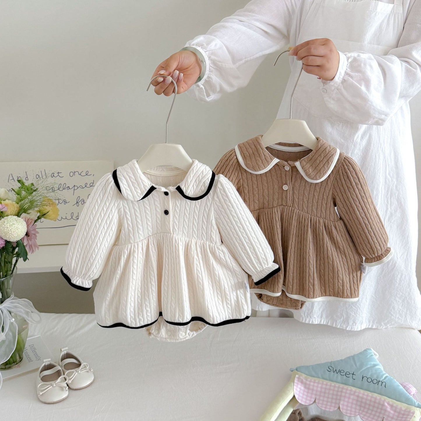 MyKids-USA® Autumn Arrival Baby Girls Long Sleeves Casual Knitted Bodysuit