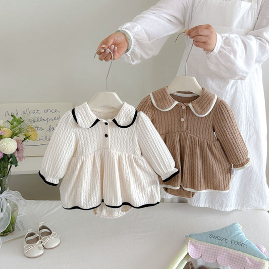 MyKids-USA® Baby Girls Long Sleeves Casual Knitted Bodysuit