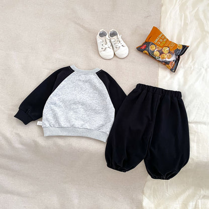 MyKids-USA® Hot Selling Autumn Baby Kids Long Sleeves Puppy Pattern Pullover and Plain Pants Set