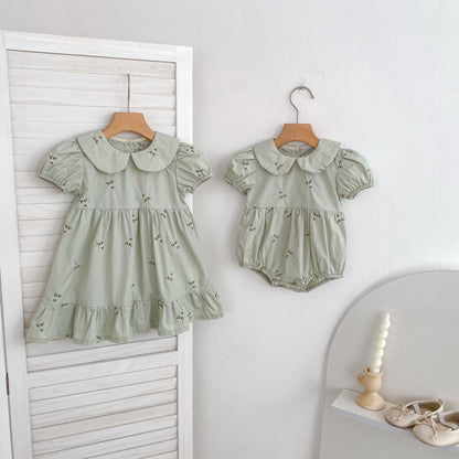 Summer Girls Flowers Pattern Embroidered Onesies and Dress – Princess Sister Matching Set, MyKids-USA®, Baby & Toddler Outfits, MyKids-USA -  -  -  -  -  -  - .