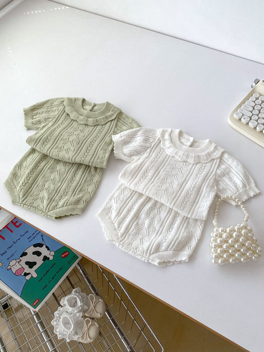 Summer Baby Kids Girls Hollow Out Knitting Pattern Pullover Top And Bloomers Casual Clothing Set, MyKids-USA®, Baby & Toddler Outfits, MyKids-USA -  -  -  -  -  -  - 