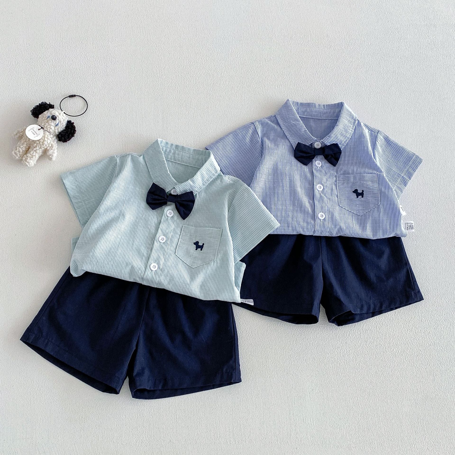 Summer Baby Kids Boys Short Sleeves Striped Shirt and Plain Shorts Clothing Set, MyKids-USA®, Baby & Children's Outfits, MyKids-USA -  -  -  -  -  -  - .