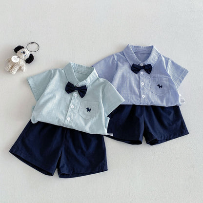 Summer Baby Kids Boys Short Sleeves Striped Shirt and Plain Shorts Clothing Set, MyKids-USA®, Baby & Children's Outfits, MyKids-USA -  -  -  -  -  -  - .