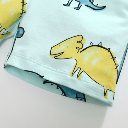 Baby Boy All Over Dinosaur Pattern Hoodie And Shorts Sets